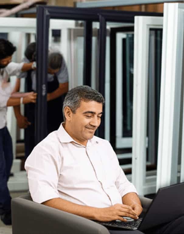 A Aluminium Businessman is Happy Mood