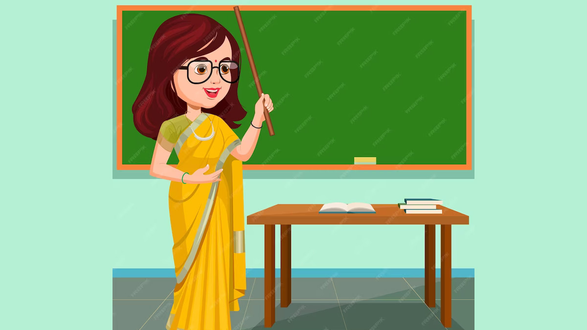 how to draw a teacher in saree
